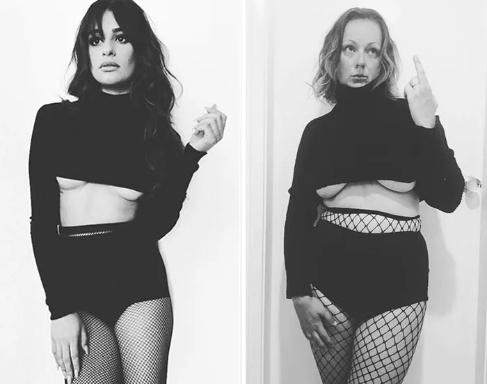 Woman Continues To Hilariously Recreate Celebrity Instagram Photos (76 Pics)