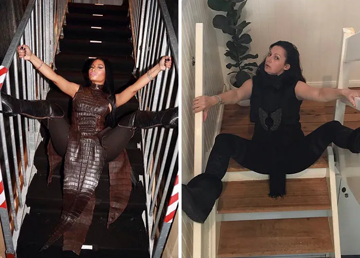 Woman Continues To Hilariously Recreate Celebrity Instagram Photos (76 Pics)
