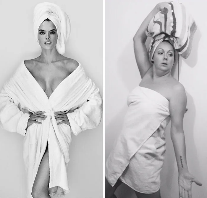 Woman Continues To Hilariously Recreate Celebrity Instagram Photos (76 Pics)