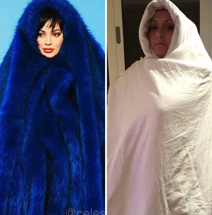 Woman Continues To Hilariously Recreate Celebrity Instagram Photos (76 Pics)