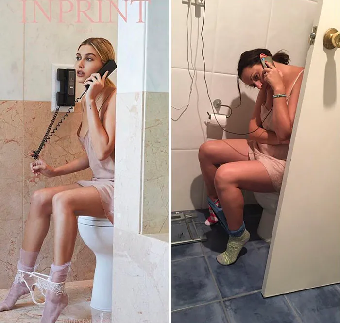 Woman Continues To Hilariously Recreate Celebrity Instagram Photos (76 Pics)