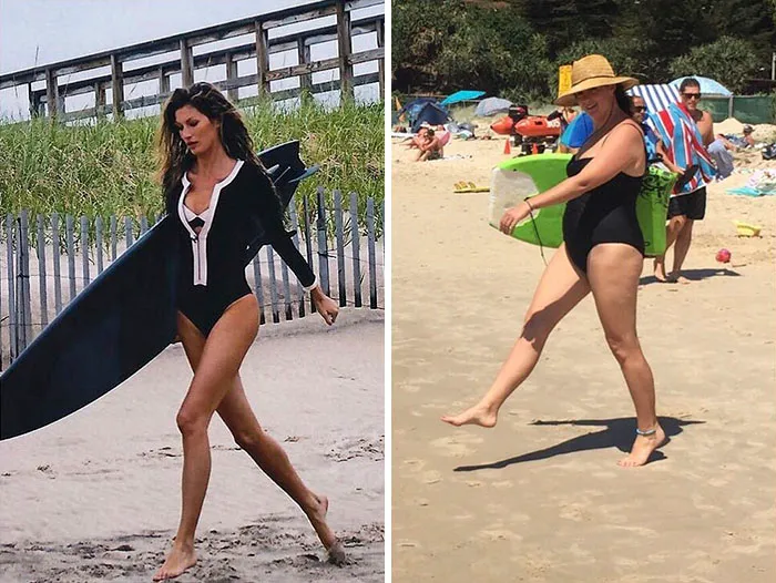 Woman Continues To Hilariously Recreate Celebrity Instagram Photos (76 Pics)