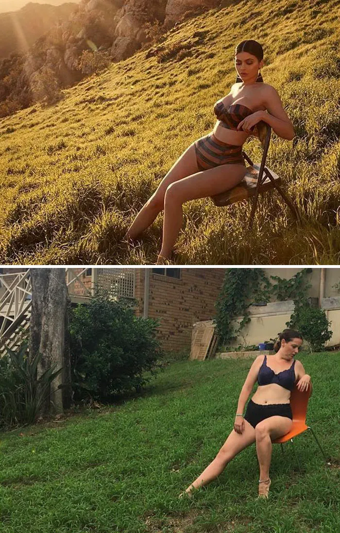 Woman Continues To Hilariously Recreate Celebrity Instagram Photos (76 Pics)