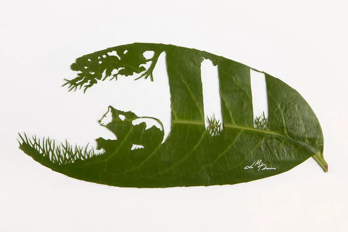 A Caterpillar Having Lunch Inspired Me To Start Creating Leaf Cutting Art