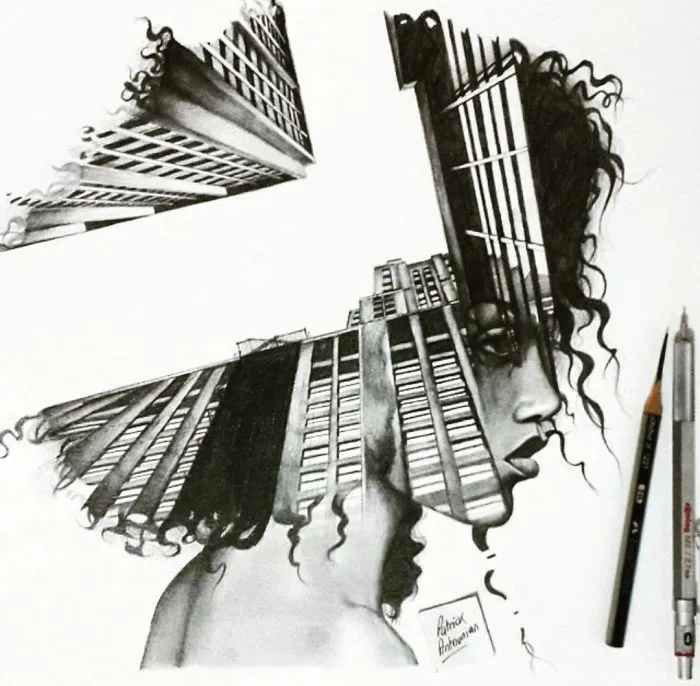 I Merge Buildings And People In My Double Exposure Drawings