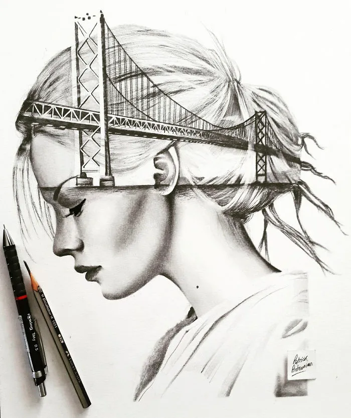 I Merge Buildings And People In My Double Exposure Drawings
