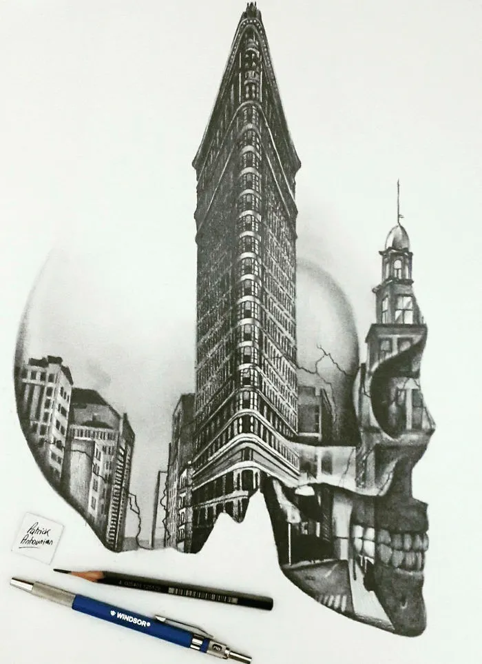I Merge Buildings And People In My Double Exposure Drawings