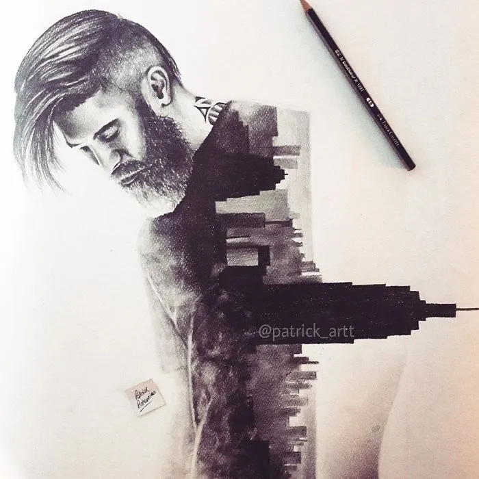 I Merge Buildings And People In My Double Exposure Drawings