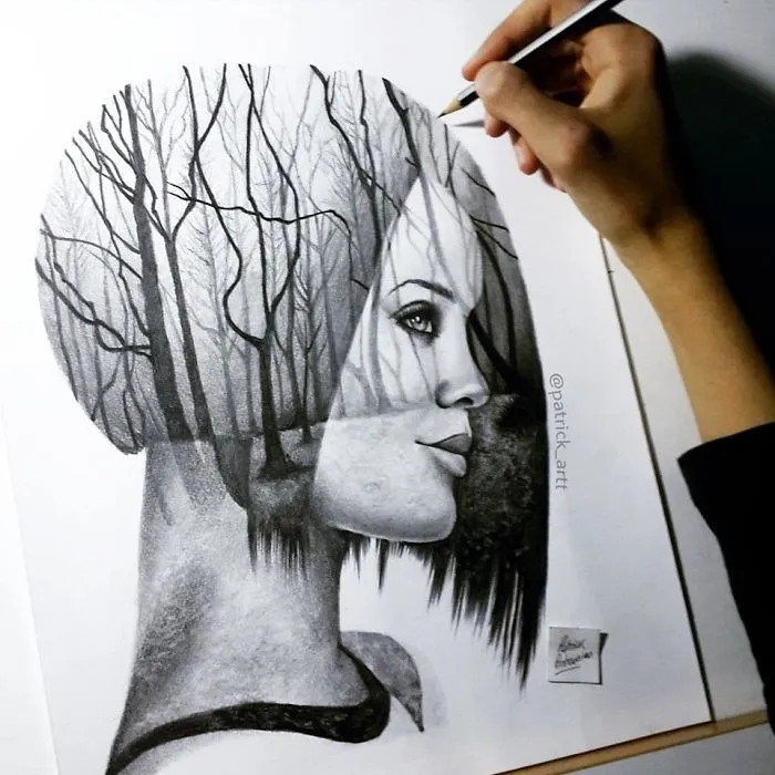 I Merge Buildings And People In My Double Exposure Drawings