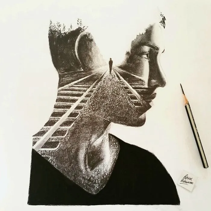 I Merge Buildings And People In My Double Exposure Drawings