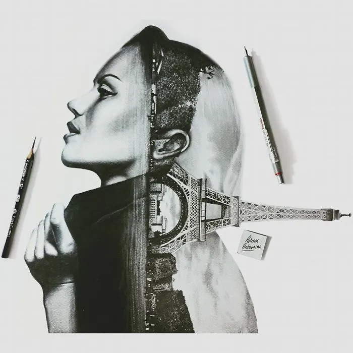 I Merge Buildings And People In My Double Exposure Drawings