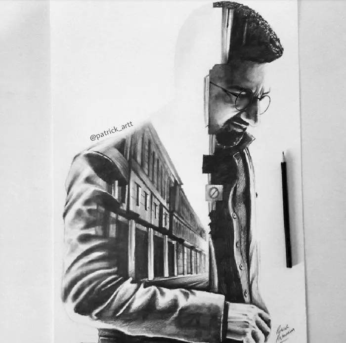 I Merge Buildings And People In My Double Exposure Drawings