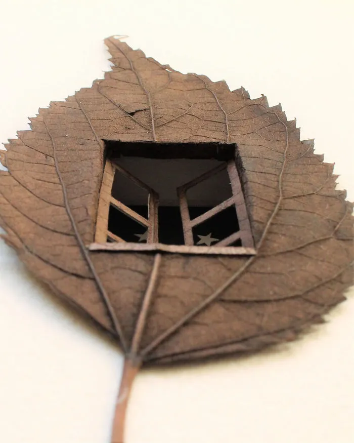 A Caterpillar Having Lunch Inspired Me To Start Creating Leaf Cutting Art