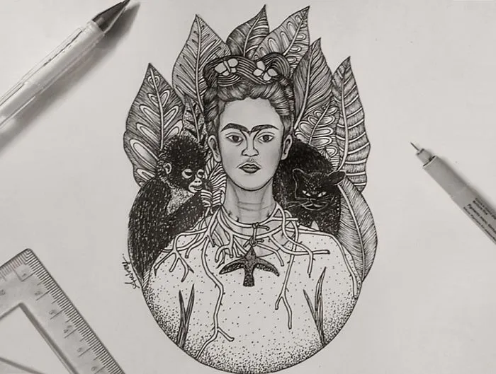Self-Portrait With Thorn Necklace And Hummingbird By Frida Kahlo, 1940