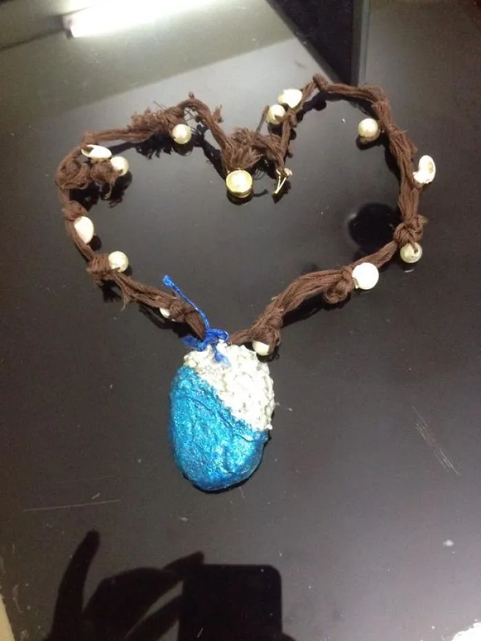 I Made Moana's Heart Of Tefiti And Blue And White Seahsell Necklace! Ha! :d