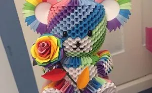Upcoming Artist Papergirl's 3d Origami Rainbow Bear - Made From 1,500 Tiny Pieces Of Paper!