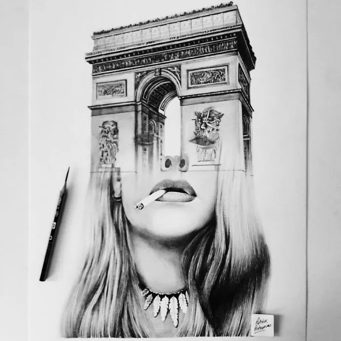 I Merge Buildings And People In My Double Exposure Drawings