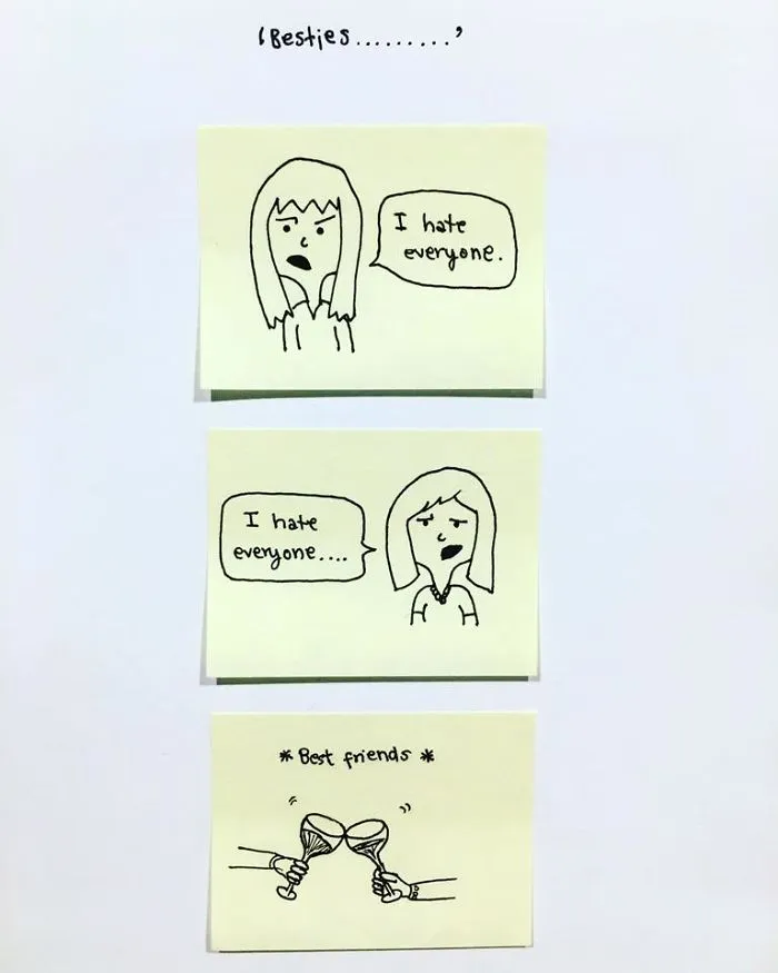 Turning Post-It Notes Into Fun Comics, Scribbling Down Annoying And Awkward Social Situations