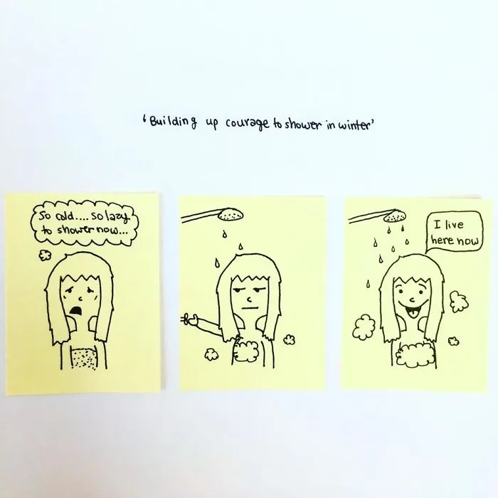 Turning Post-It Notes Into Fun Comics, Scribbling Down Annoying And Awkward Social Situations