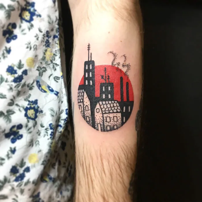 Cityscape in a Circle