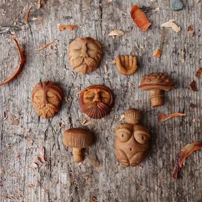 Most People Throw Away Avocado Pits, But This Artist Carves Them Into Magical Forest Creatures