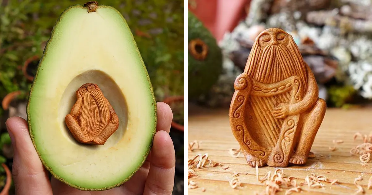 Casi todo el mundo tira el hueso de los aguacates, esta artista los talla en forma de criaturas mágicas