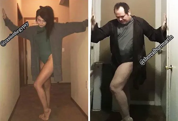 Este padre trolea a su hija recreando sus selfies atrevidos, y consigue el doble de seguidores que ella (3ª parte)