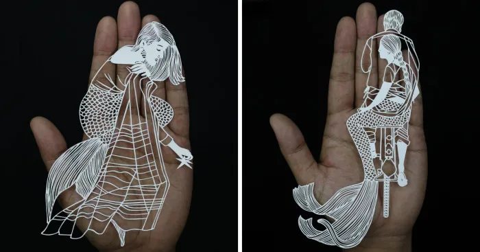 I Portray Indian Women Through My Intricate Mermaid Papercuts