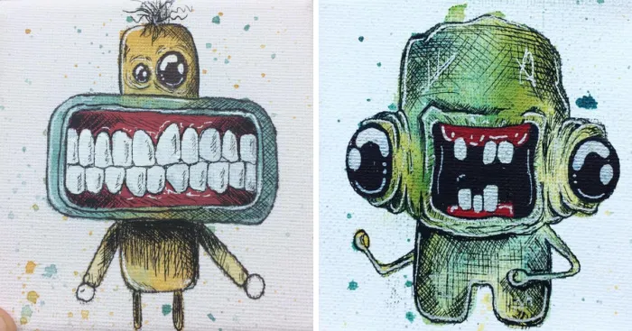 I Create Quirky Monsters From Random Paint Splashes Daily