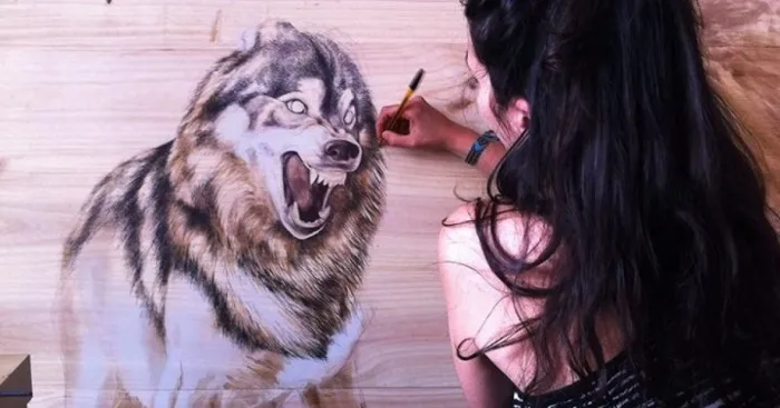 My Animal Sanctuary: Pen On Recycled Wood By Martina Billi