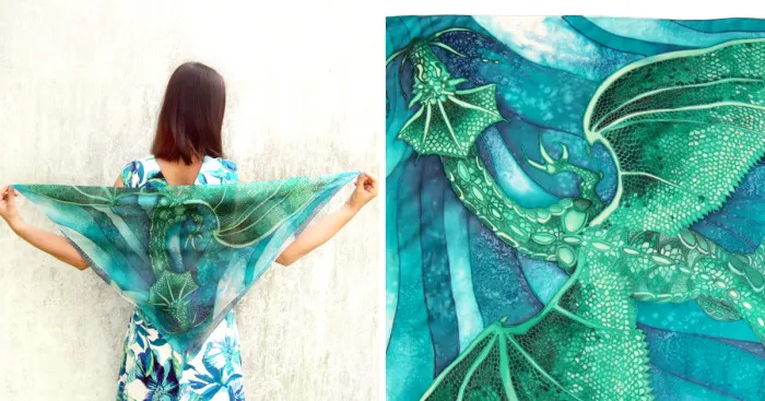I Paint Custom Silk Scarfs, So You Can Always Have Your Dragon With You