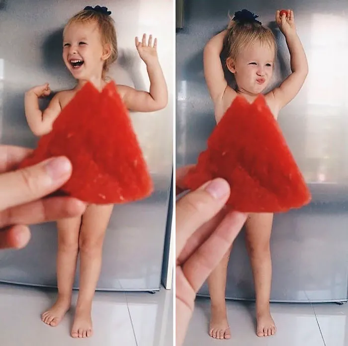 Esta madre "viste" a su hija con flores y comida usando la perspectiva forzada, y triunfa en internet