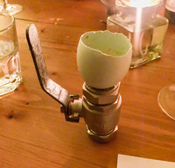 Quiero mi huevo cocido sobre una válvula de aislamiento de 155 mm, por favor