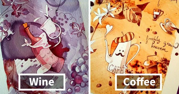 I Use Coffee, Tea, Beer, And Wine To Create My Art
