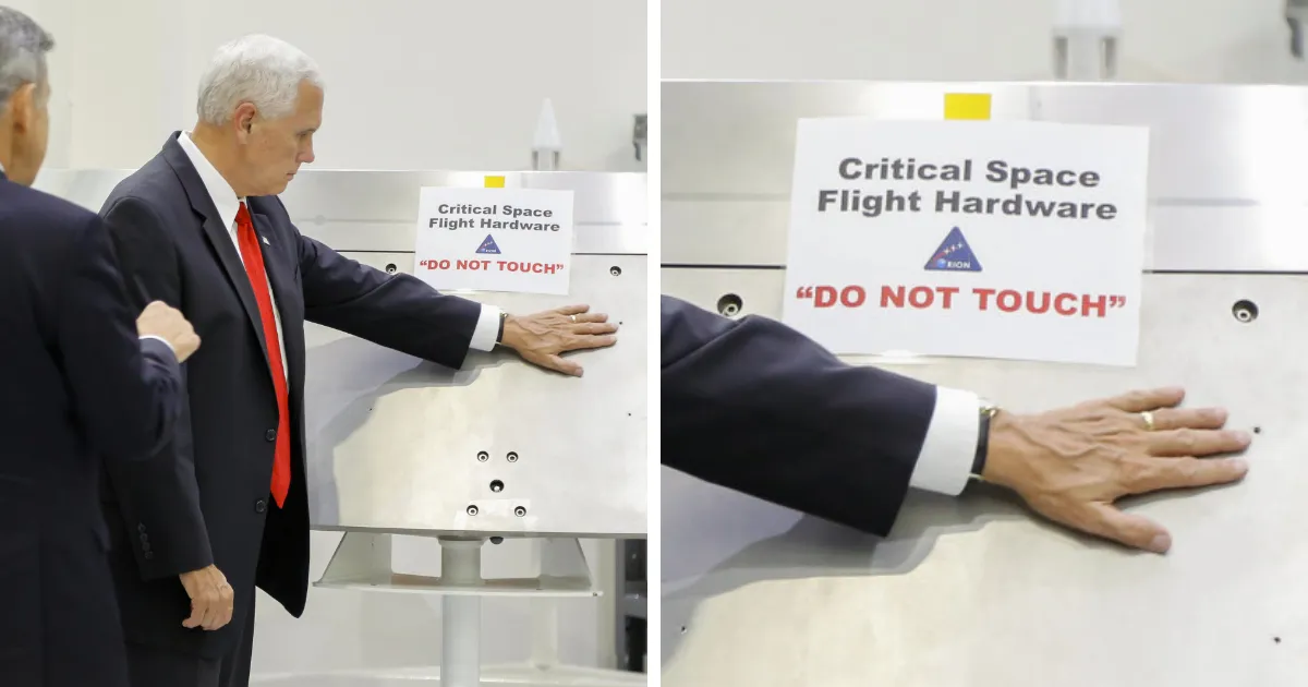 Mike Pence Ignores NASA’s ‘Do Not Touch’ Sign, And The Internet's Response Is Merciless