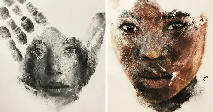 Artist "Paints" With His Palm