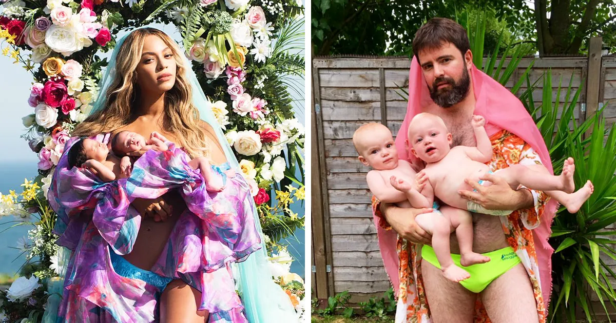 Estos padres recrean de forma divertida las fotos virales de maternidad de Beyoncé para mostrar como es realmente