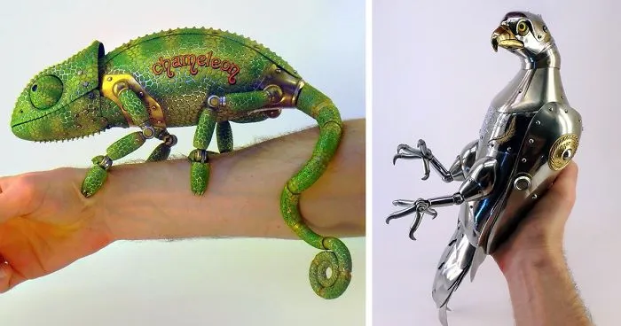 Russian Artist Creates Steampunk Animals From Old Car Parts, Watches And Electronics (+New Pics)