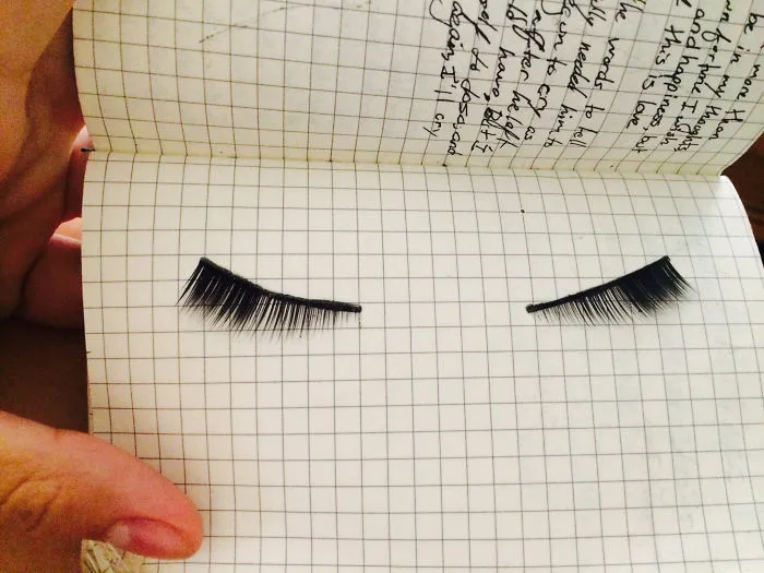 A Few Months Ago, I Lost My Favourite False Lashes While Exceptionally Drunk At A Party. Today I Found Them Pressed Between The Pages Of A Notebook I Keep In My Purse. Blackout Drunk Me Is Such A Sweetie