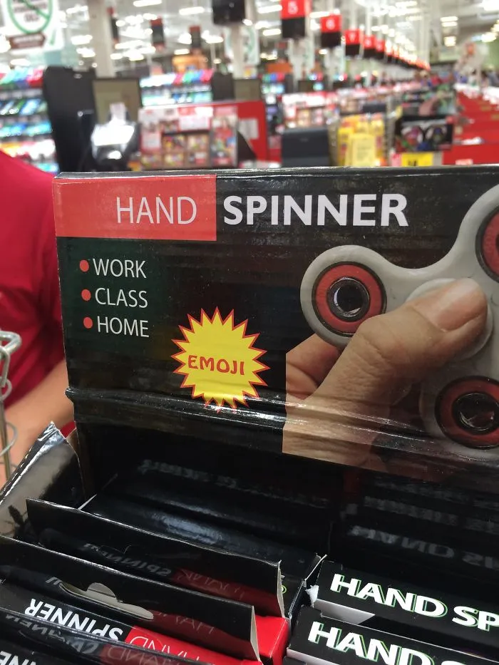 This Fidget Spinner Display Features The Word Emoji For Literally No Reason Whatsoever