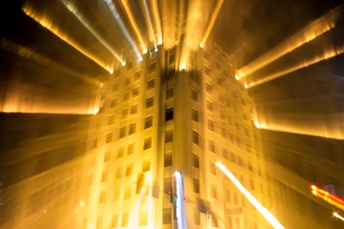 Took This Photo Last Night By Zooming My Lens In And Out During A 10 Second Exposure. Had To Look Up And Make Sure The Building Hadn't Exploded After Reviewing The Picture. (no Photoshop)
