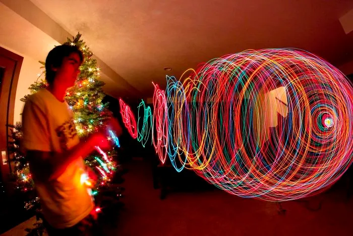 While Playing Some Christmas Light Jump Rope, I Decided To Take A Long Exposure Photo