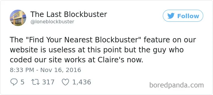 The Last Blockbuster Is Alive, And Here's 189 Of Their Funniest Tweets