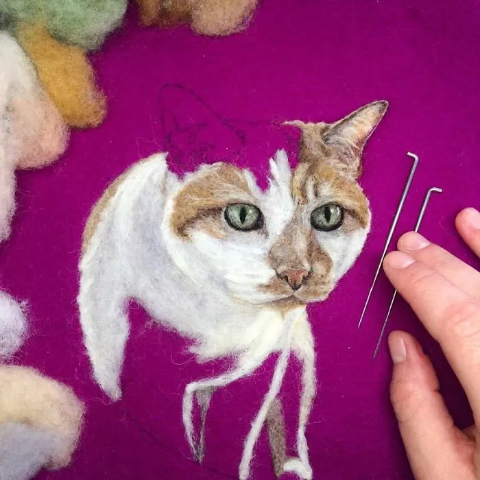 Artist Uses Needle And Wool To "Paint" Realistic Portraits Of Animals