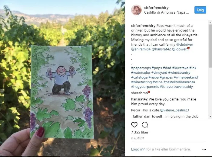 Artist Draws Touching Tributes To Her Deceased Father To Include Him On Her Amazing Trips Around The World.