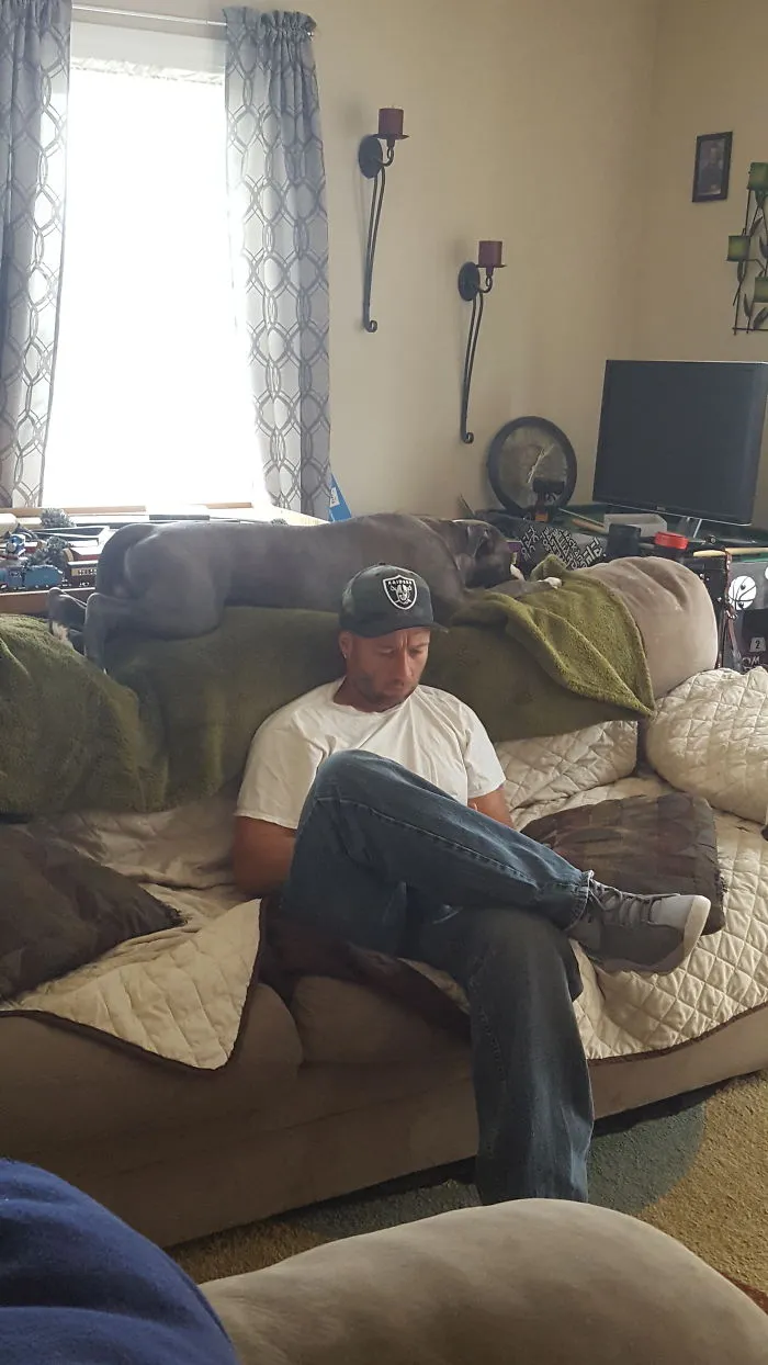 The Hubby And Our Cat.