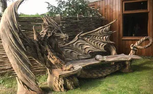 This Incredible Dragon Bench Was Carved Using A Chainsaw