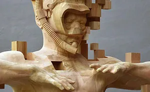 These Pixelated Sculptures That Look Like Computer Glitches Are Actually Made From Wood