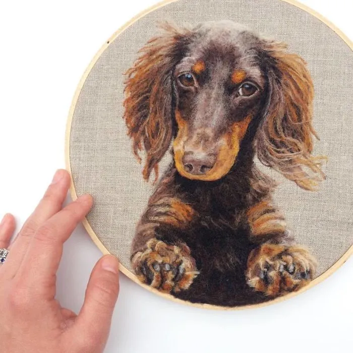 Artist Uses Needle And Wool To "Paint" Realistic Portraits Of Animals