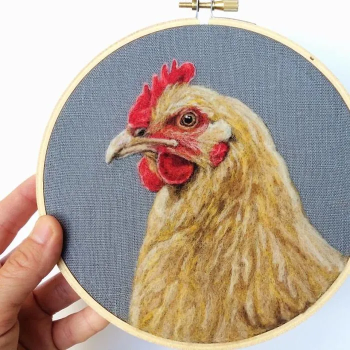 Artist Uses Needle And Wool To "Paint" Realistic Portraits Of Animals